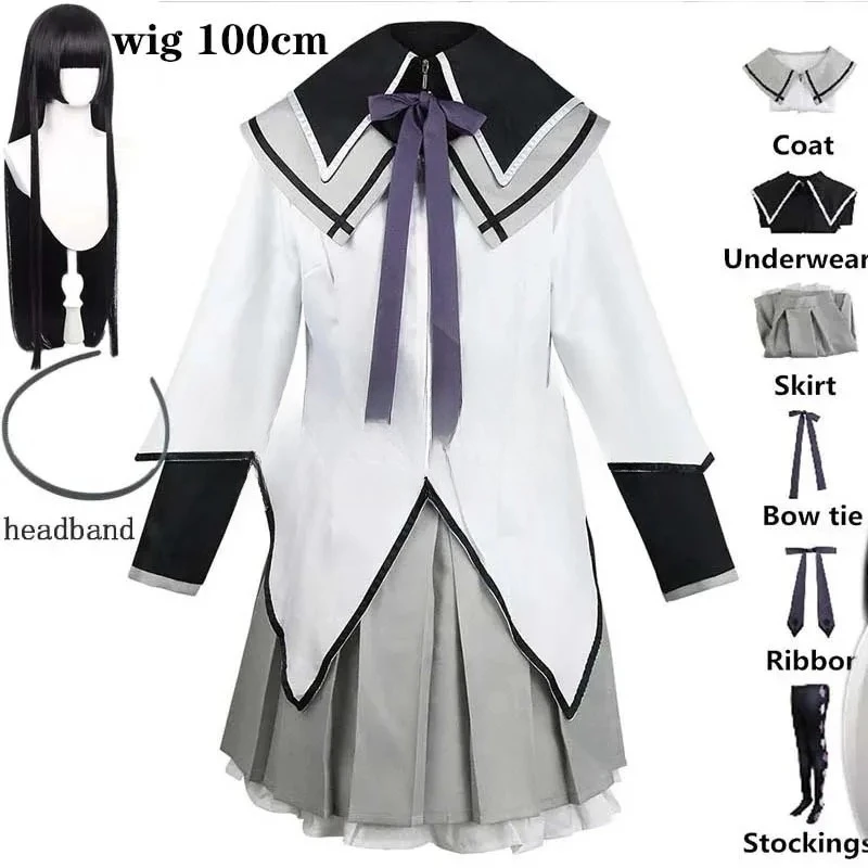 أزياء أنيمي Akemi Homura التأثيرية أزياء القتال الموحدة جوارب Akemi Homura ملابس