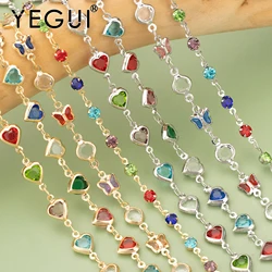 YEGUI C362, 체인, 18k 골드 로듐 도금, 구리, 지르콘, 니켈 프리, 손으로 만든, 보석 만들기, 매력, diy 팔찌 목걸이, 1 메터/몫