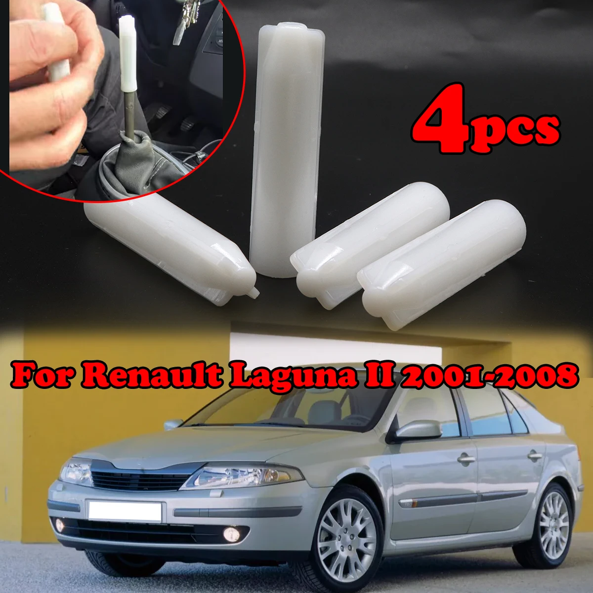 

4pcs Inner Sleeve For Renault Laguna II 01-2008 Scenic II Logan Gear Shift Knob Stick Rod Lever Pen Adapter Car Replacement Part