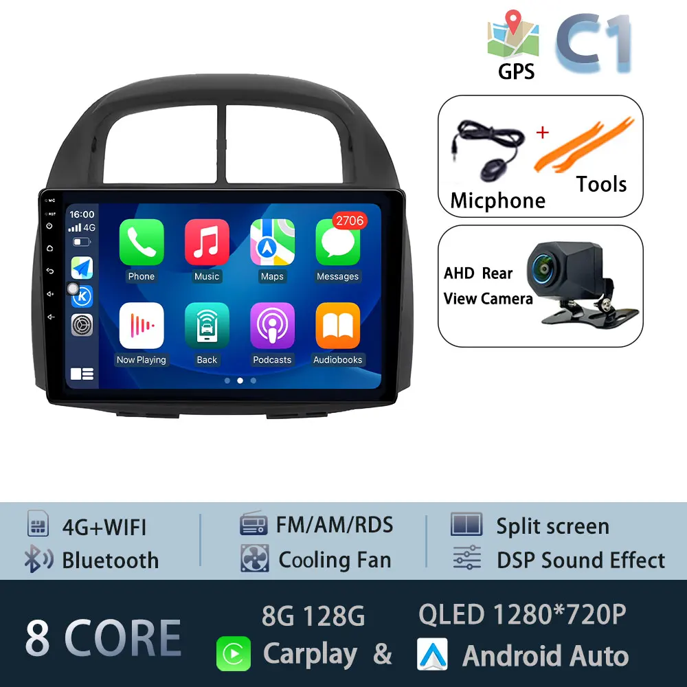 10.1 "Autoradio Android 15 Voor Toyota Passo Myvi Daihatsu Sirion 2006-2011 CarPlay Auto BT Multimedia GPS 360 °   Hoofdeenheid