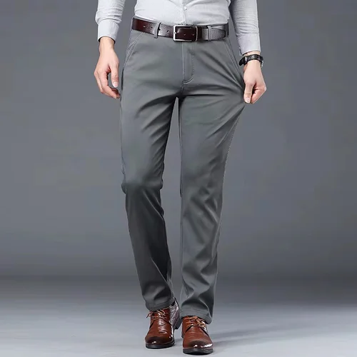 Imagen 2 del producto Primavera Verano pantalones casuales de negocios finos para hombre pantalones de oficina clásicos coreanos elásticos rectos ropa masculina de moda talla 28-40