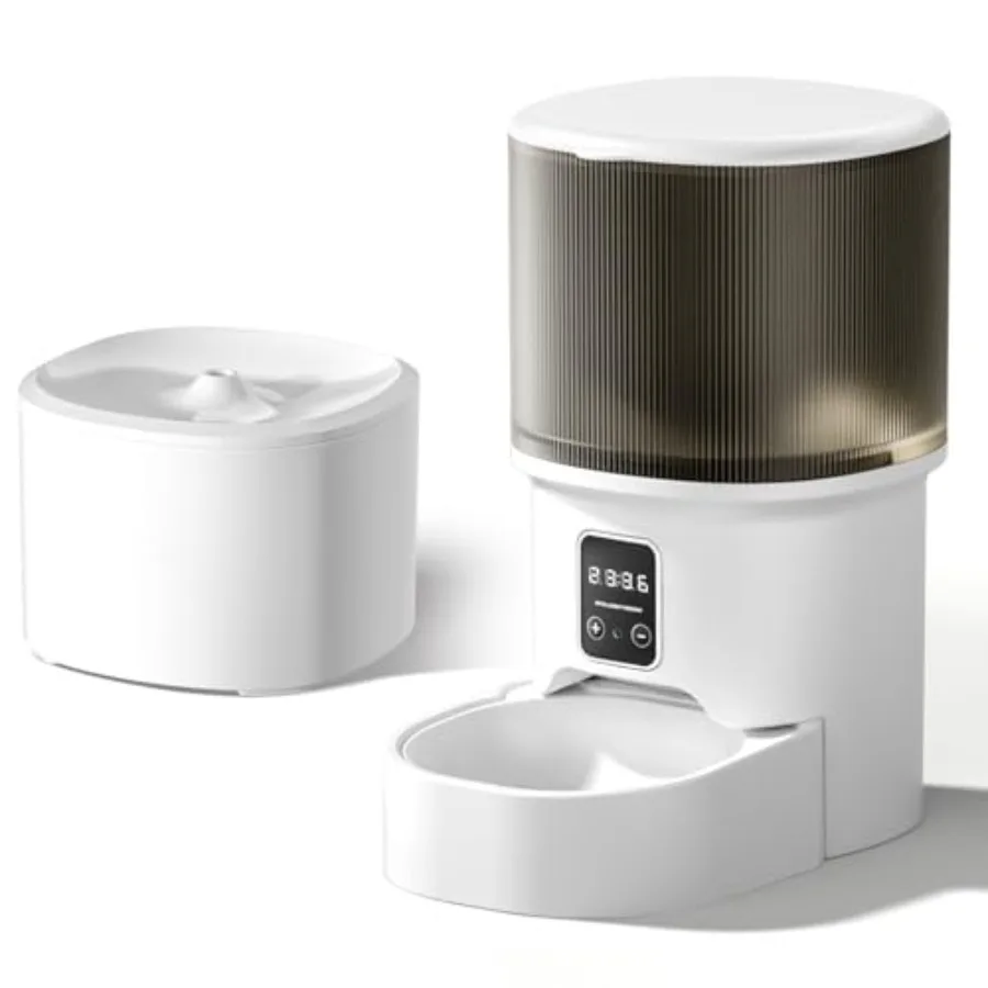 

Автоматическая кормушка для кошек и поилка 4 л, программируемая, с таймером, для сухого корма, с двойным питанием, фонтанчик для животных 3 л с фильтром, 32 дБ