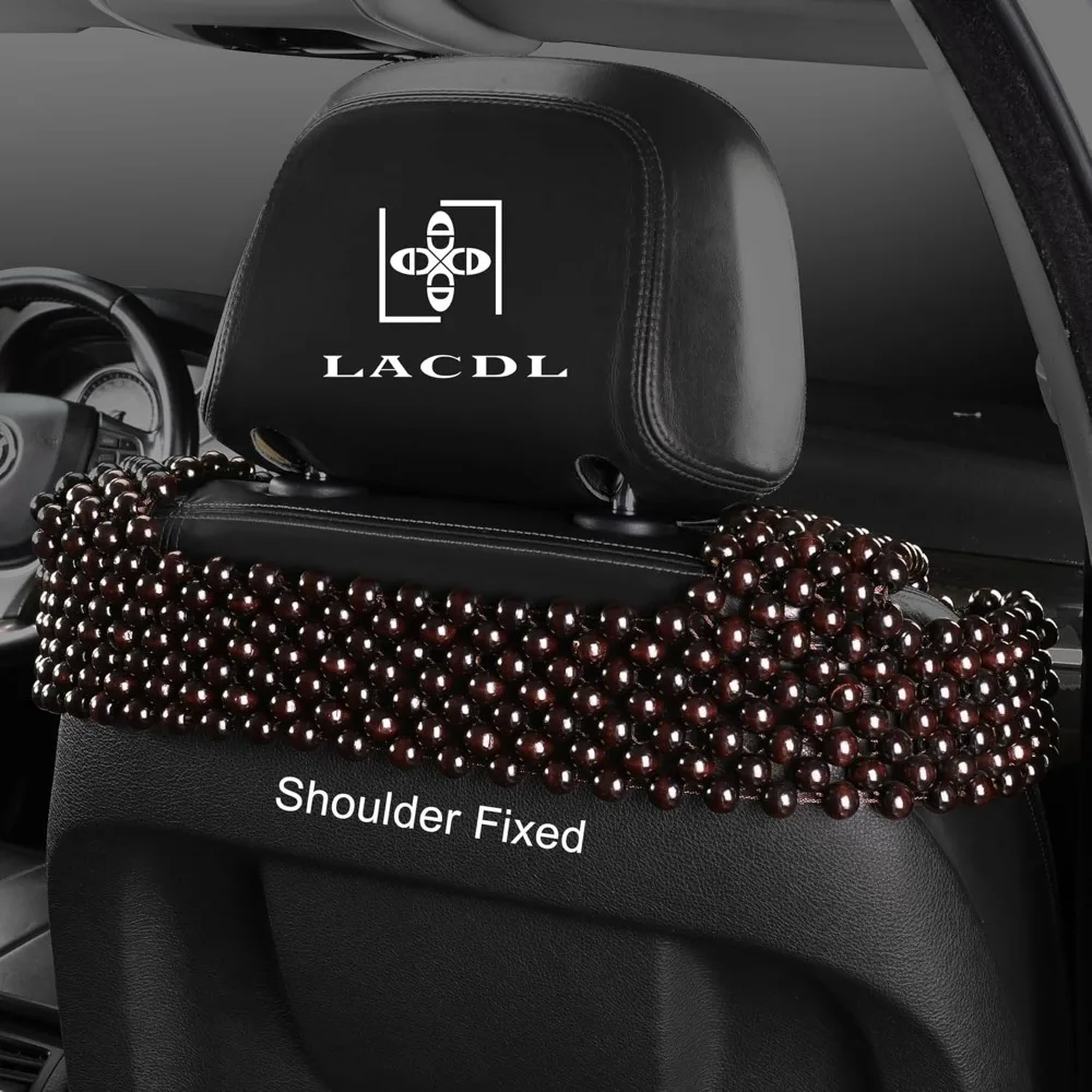 أغطية مقاعد السيارة المطرزة LACDL للسيارات، غطاء مقعد خرز التبريد للشاحنات وسيارات الدفع الرباعي - وسادة تبريد المقعد التهوية التلقائية، خشب طبيعي