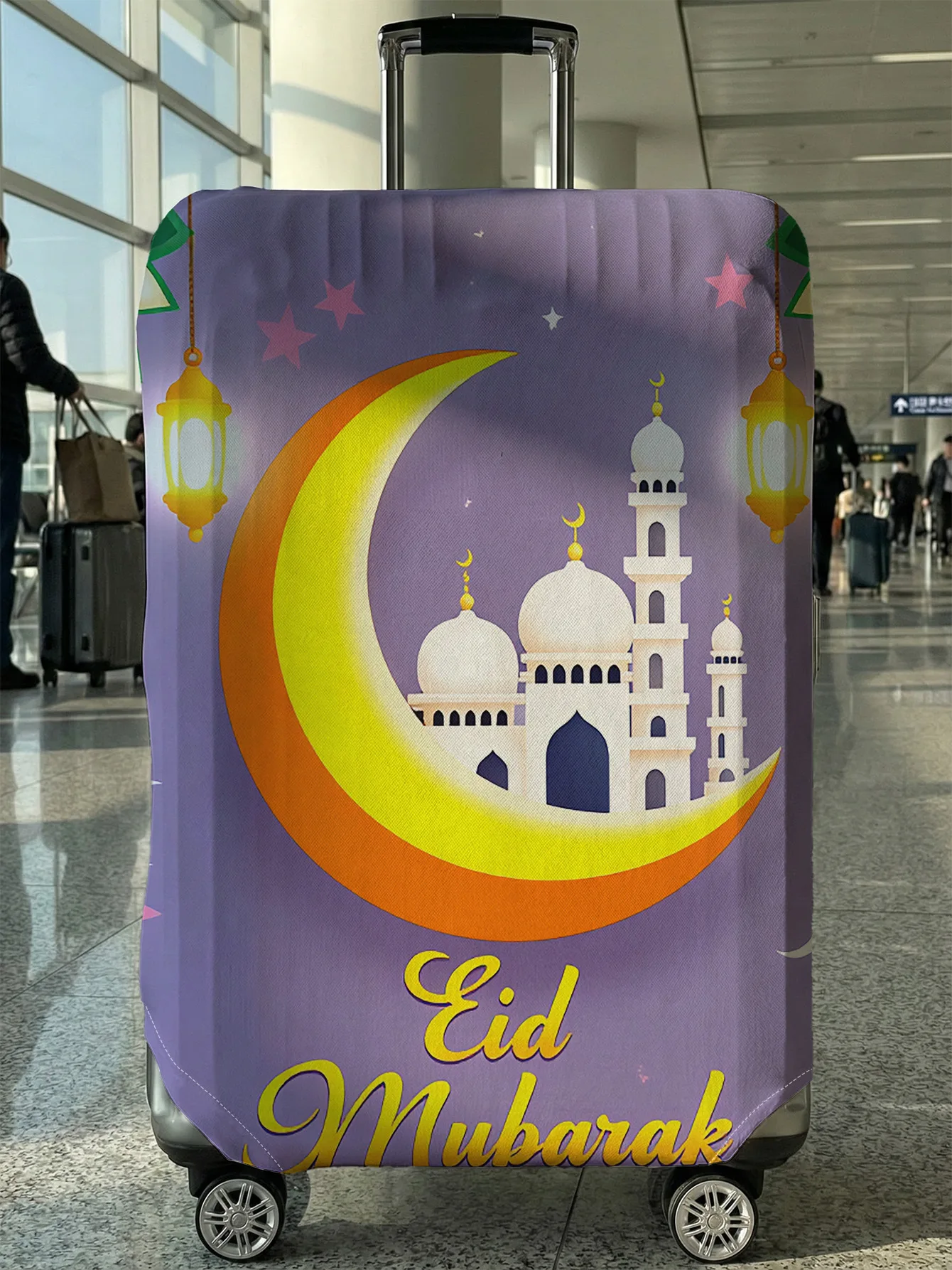 

Eid Mubarak Moon Star Mosque Luggage Cover, Suitable for 18-32 Inch Luggage Cover, Luggage Handle Glove, Travel Accessories