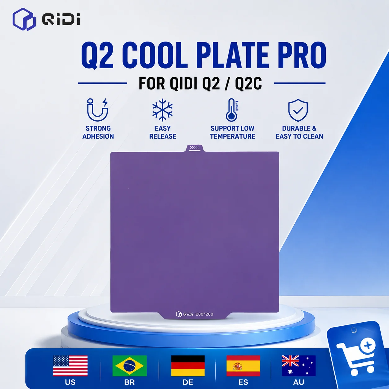 Original QIDI Q2 Cool Plate Pro | Dual-Sided Smooth Build Plate for Q2 Q2C Energy Saving Easy Release
