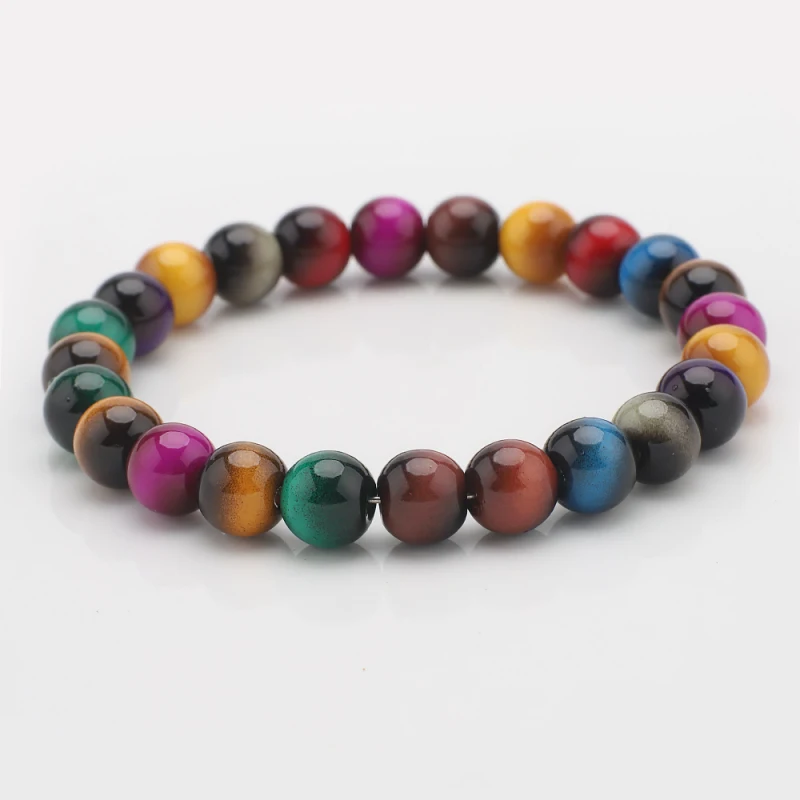 95 Stück/Set 8mm Gemischte Farben Tigerauge Stein Runde Lose Perlen Steinperlen für DIY Armband Halskette Schmuckherstellung Zubehör