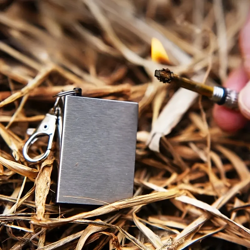 New Set Outdoor Survival Metal Match Coal Oil Lighters Waterproof Keychain, Portable Camping Emergency Igniter