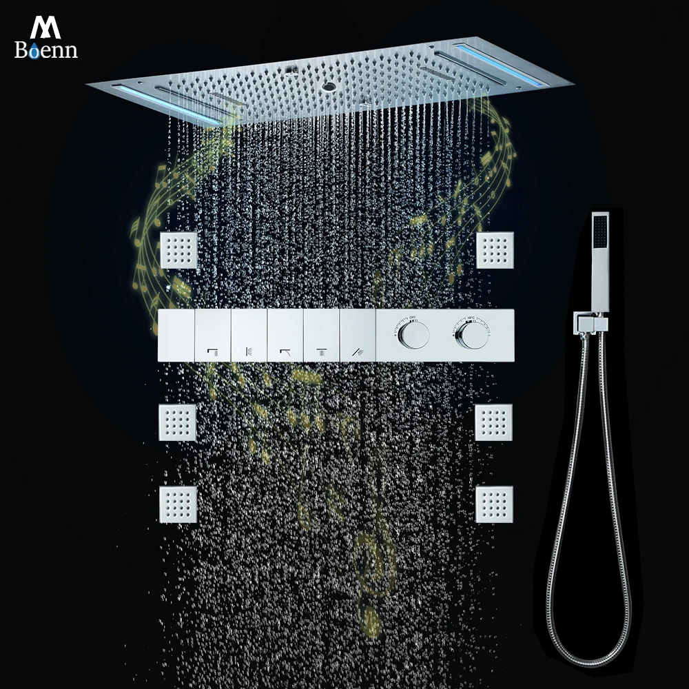 

M Boenn 5-функциональная душевая система Роскошный отель для ванной комнаты для пар принятия душевой насадки с дождевой насадкой Умный термостатический смеситель из латуни
