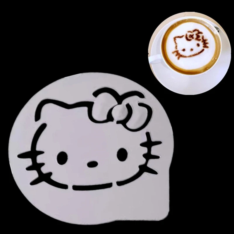 7.5cm Cartoon Sanrio Hello Kitty Cappuccino Latte Coffee Stencils Duster Cake Mold Spray Coffee DIY Art Stencils Dessert Decore