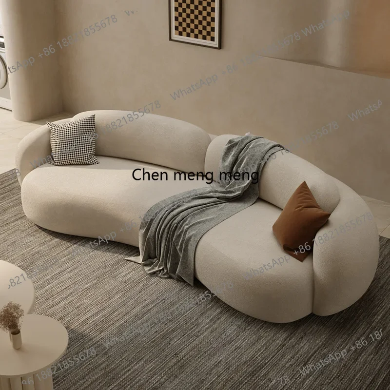 

RR French Fabric Sofa Retro Style Curved Sofa Small Apartment Barber Shop Rest Area Reception Room Semi-circular New Model