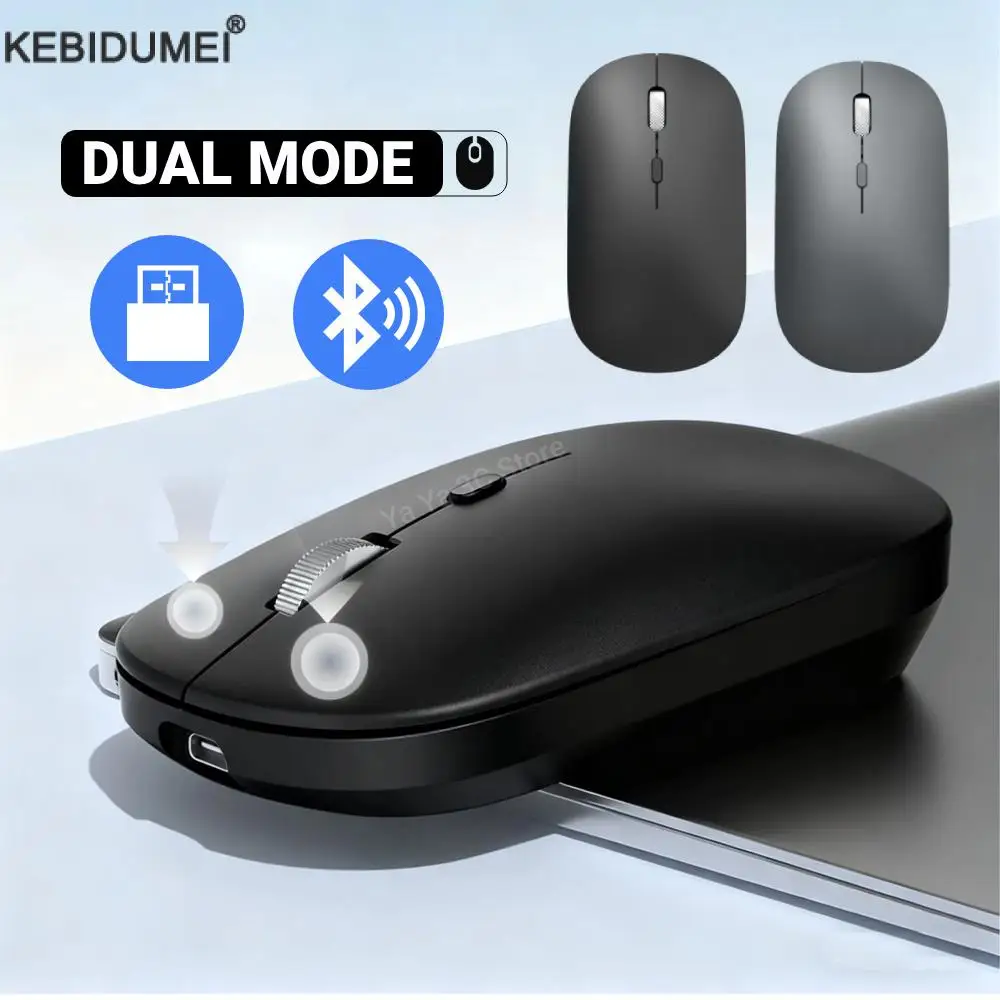 Mouse sem fio compatível com bluetooth, 2.4g, modos duplos, ergonômico, para computador, laptop, ipad, tablet, pc, escritório, mouse para jogos