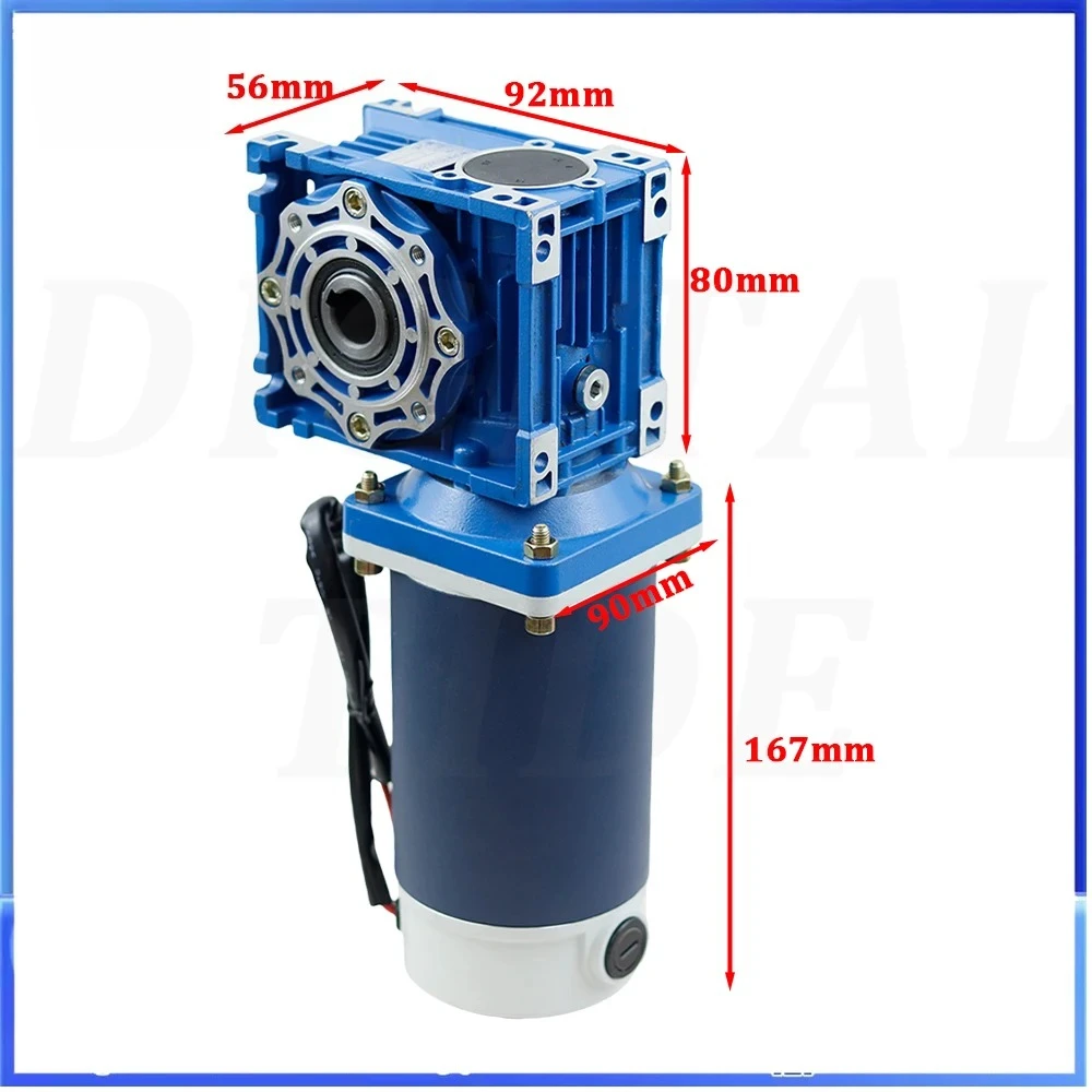 300W 12v 24v DC Worm Gear Reducer Motor RV40 DC Gearmotor  Self-Gearing Single-lock Shaft Rotation CW CCW - view 2