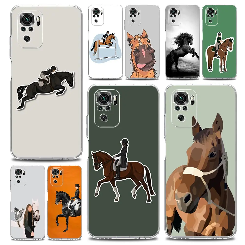 Galloping Horse Girl Drawing Phone Case For Xiaomi Redmi Note 13 12 5G 9S 9 8 10 11 Pro Plus 4G 9T 13C 12C10C 9C 9A 7 Pro Cover