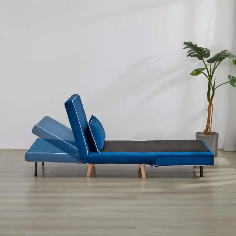 طقم سرير أريكة مخملي حديث قابل للطي مكون من 2، مسند ظهر قابل للتعديل بثلاثة أوضاع، يتحول إلى سرير مزدوج في 10 ثوانٍ، ويتضمن الوسائد،