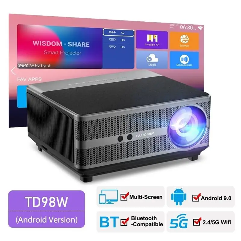 New ThundeaL Full HD 1080P Projector TD98 WiFi LED 2K 4K Video Movie Beam TD98W Android Projector PK DLP Home Theater Cinema