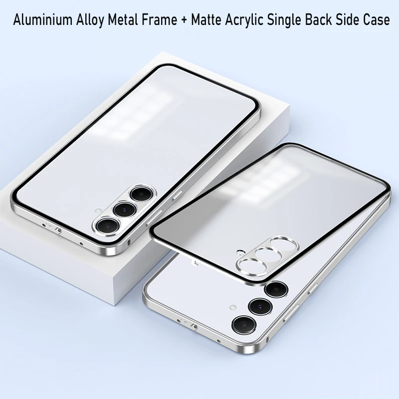 

Shockproof Hard Cover For Samsung Galaxy A55 A54 A35 A25 A15 S23 FE Case Aluminium Alloy Metal Frame Bumper Acrylic Armor Fundas