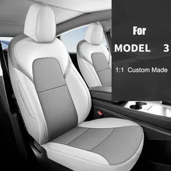 Car Seat Cover Specific Customize for Tesla Model 3 Full Covered with Front and Rear Full Set 5 Seats Flax & Artificial Leather