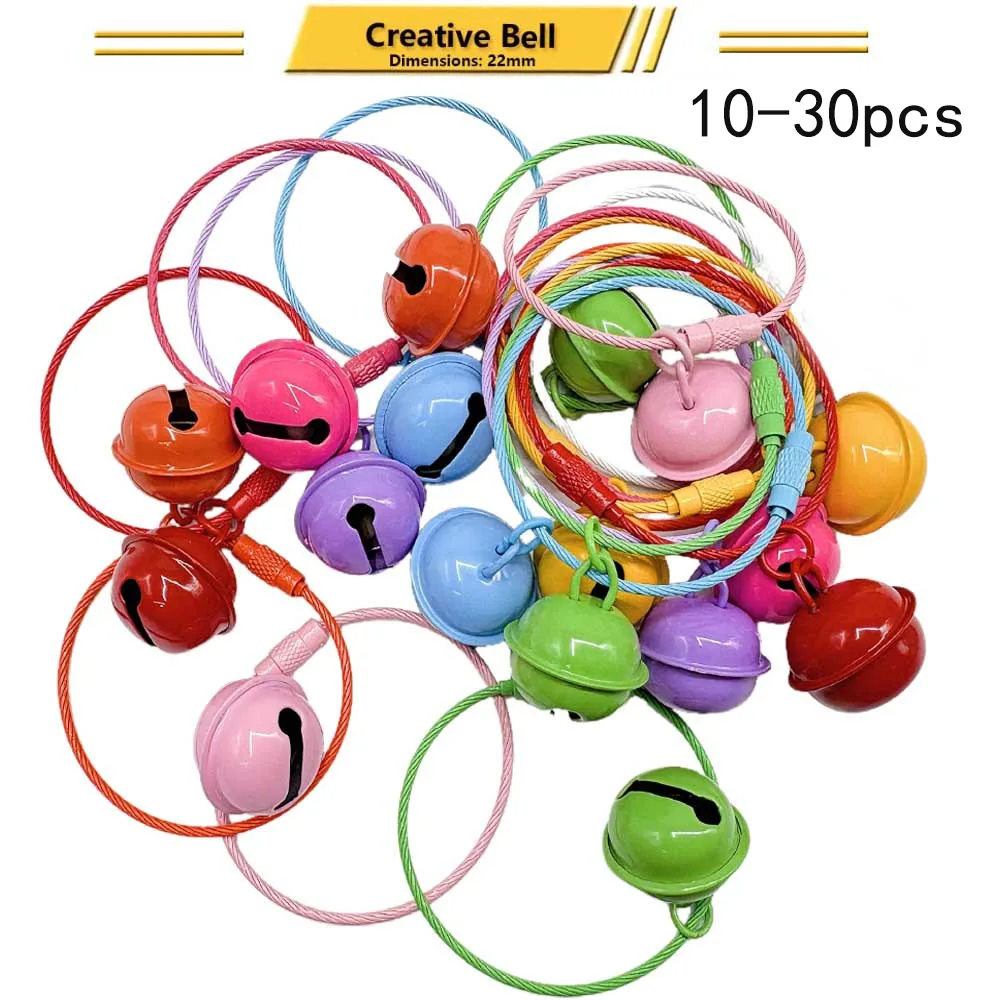 

30-10Sets Metal Keyrings Buckles Bells Pendant Colored Keychain For Diy Jewelry Making Key Rings Accessories