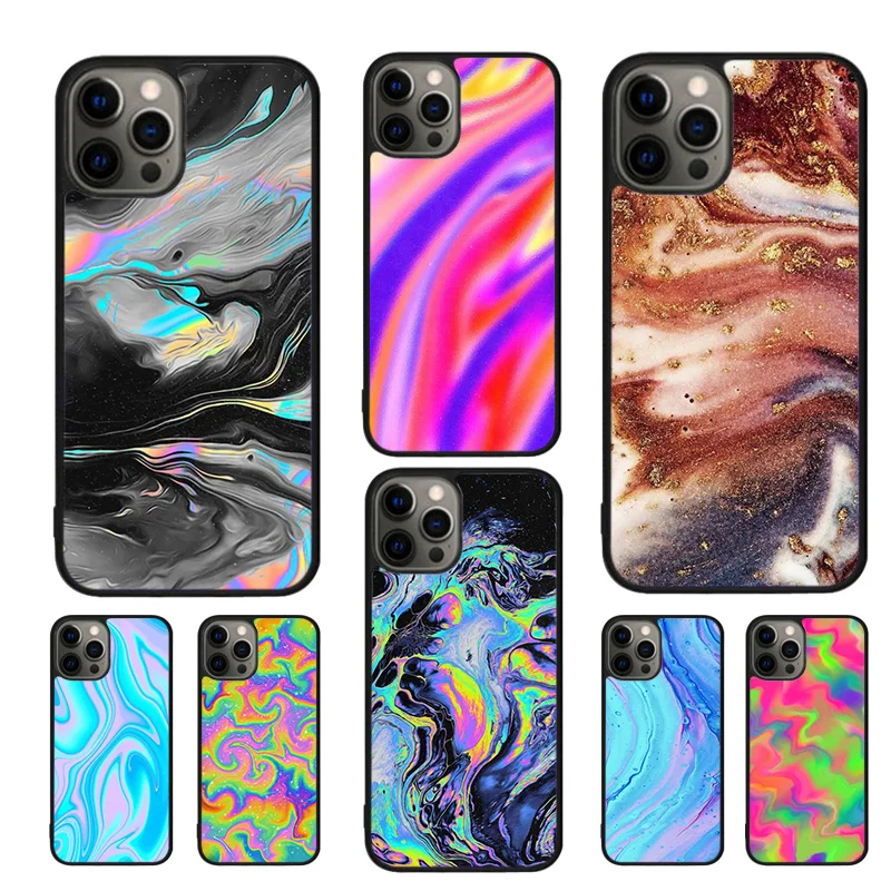 النيون الرخام الفن قضية الهاتف آيفون 17 الهواء 16 15 14 11 12 13 برو ماكس زائد coque غطاء شل