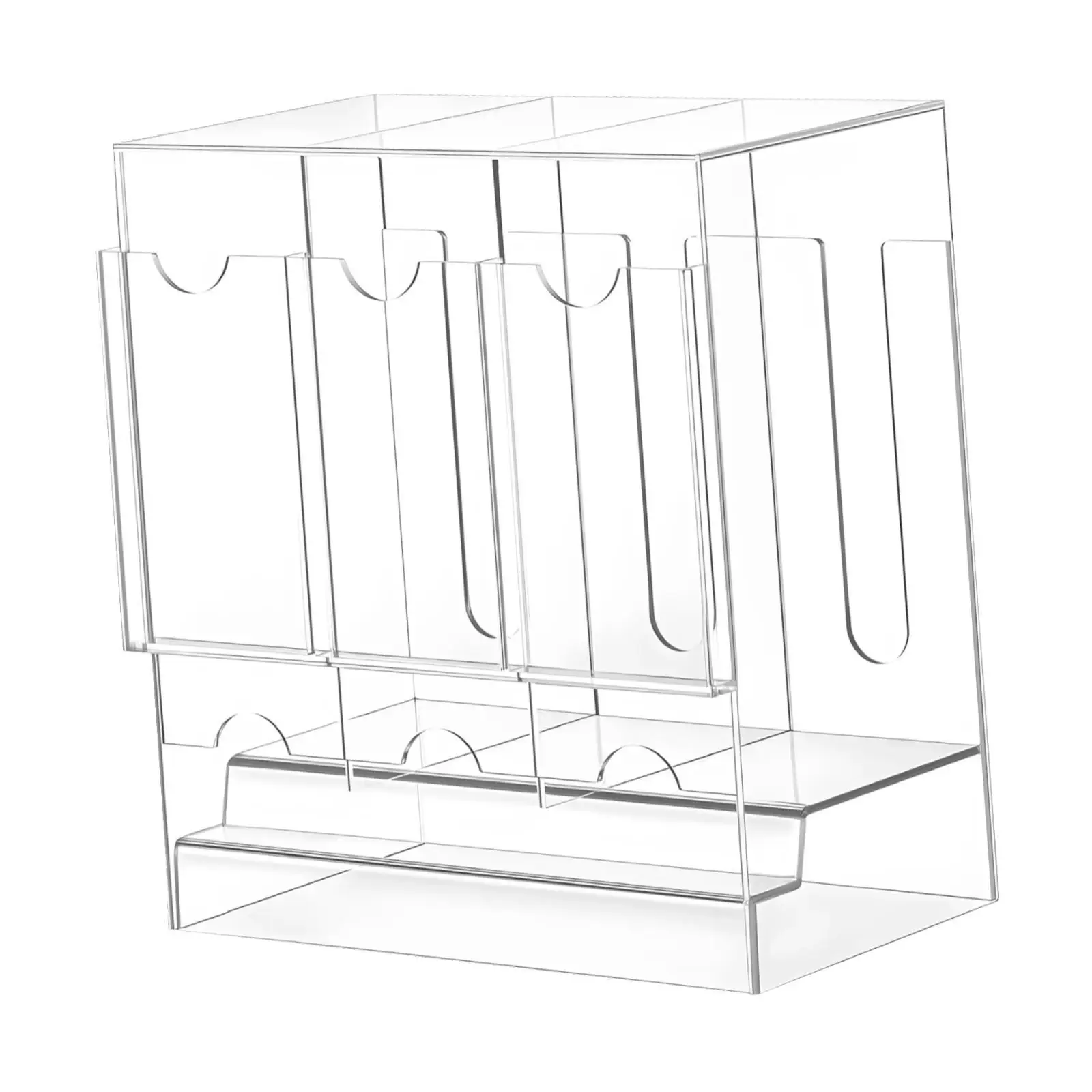 Desktop Card Pack Dispenser Acrylic 3 Slot Organizer for Collectible Cards Storage Display Case Non Slip Base Holder