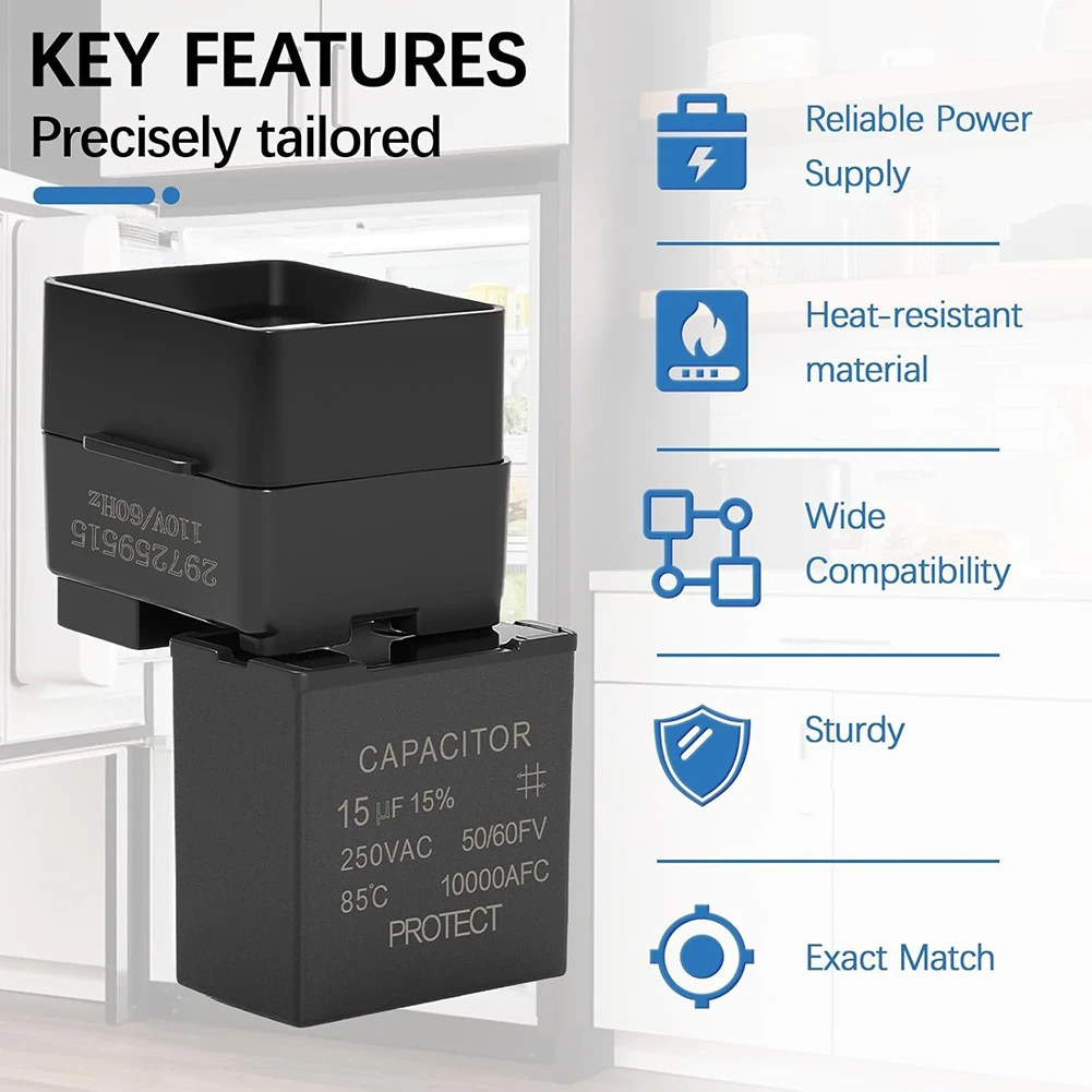 Replacement Compressor Start Relay and Capacitor Kit Designed for Kenmore Refrigerator Models CFUFH21TW FFSS2615T