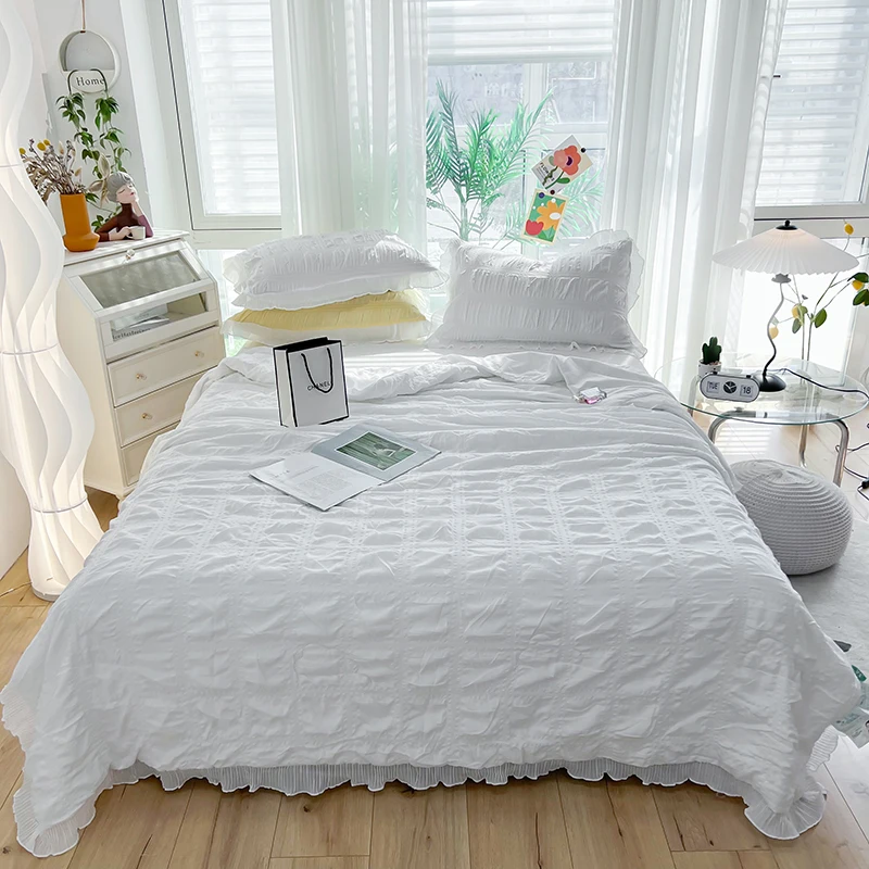 Yaapeet Luxury Lace Bedspread Bubble Yarn Duvet for Summer 여름이불 Single/Queen Size Blanket for Home Bed(pillowcase need order)