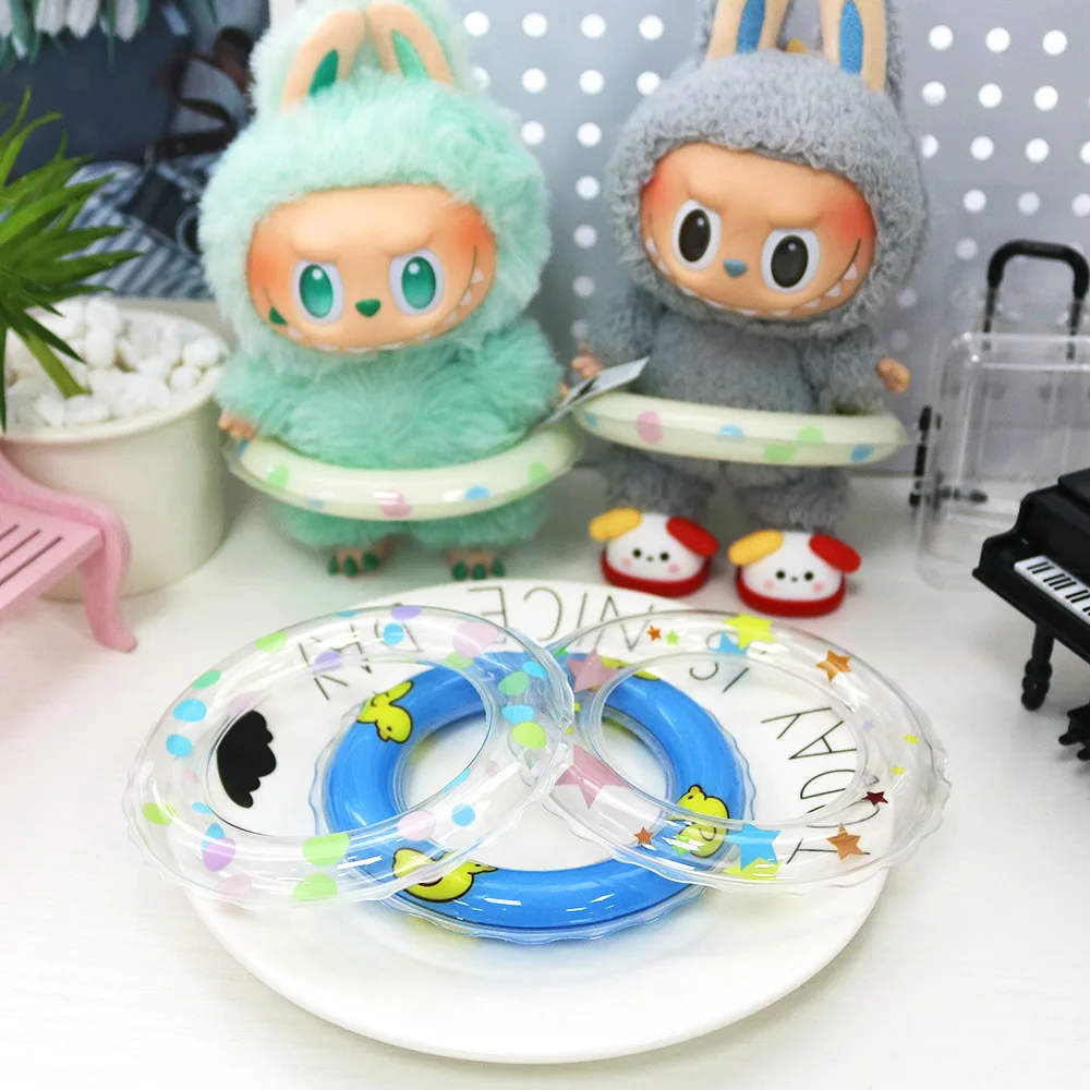 

Swim Ring with Polka Dots 17CM Pendant Labubu Doll 1st 2nd and 3rd Generation Labubu Doll Accessories Outfit Doll Clothes