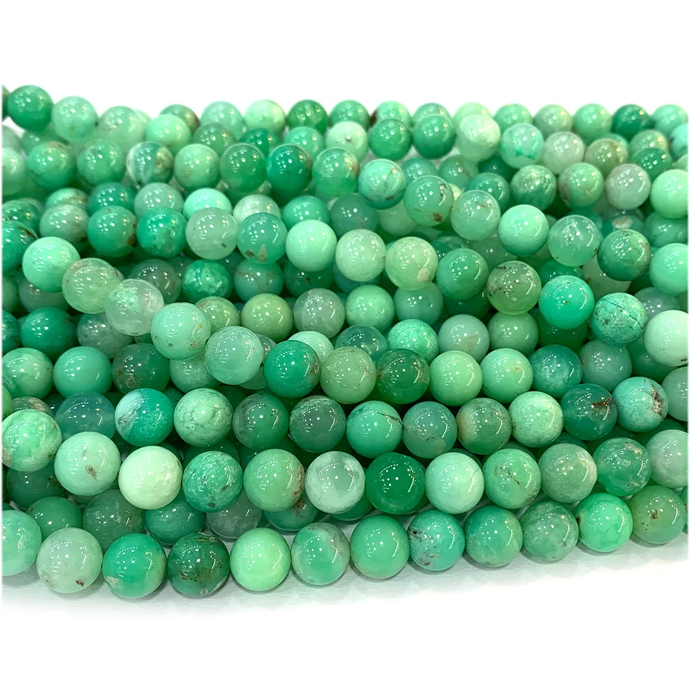 Veemake Natuurlijke Groene Chrysoprase Ronde Losse Edelsteen Kralen Sieraden Ontwerp Ketting Armbanden 07988