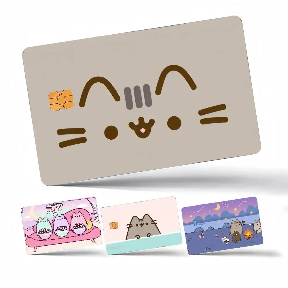 Jolies autocollantes imperméables P-Pusheens-es, 4 pièces, 1 lot de cartes