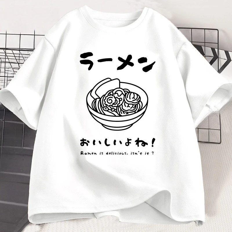 Ramen T Shirt Japanese Tshirt Food Lover Kawaii Japanese Streetwear Foodie Noodle T-shirt Woman Man Cotton Short Sleeve Tees