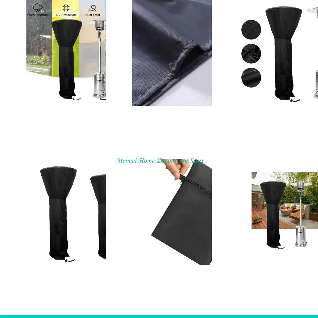 

H7BF Black Patio Heater Cover 210D Oxford Cloth Waterproof Garden Outside Furniture Protector Replacement Part