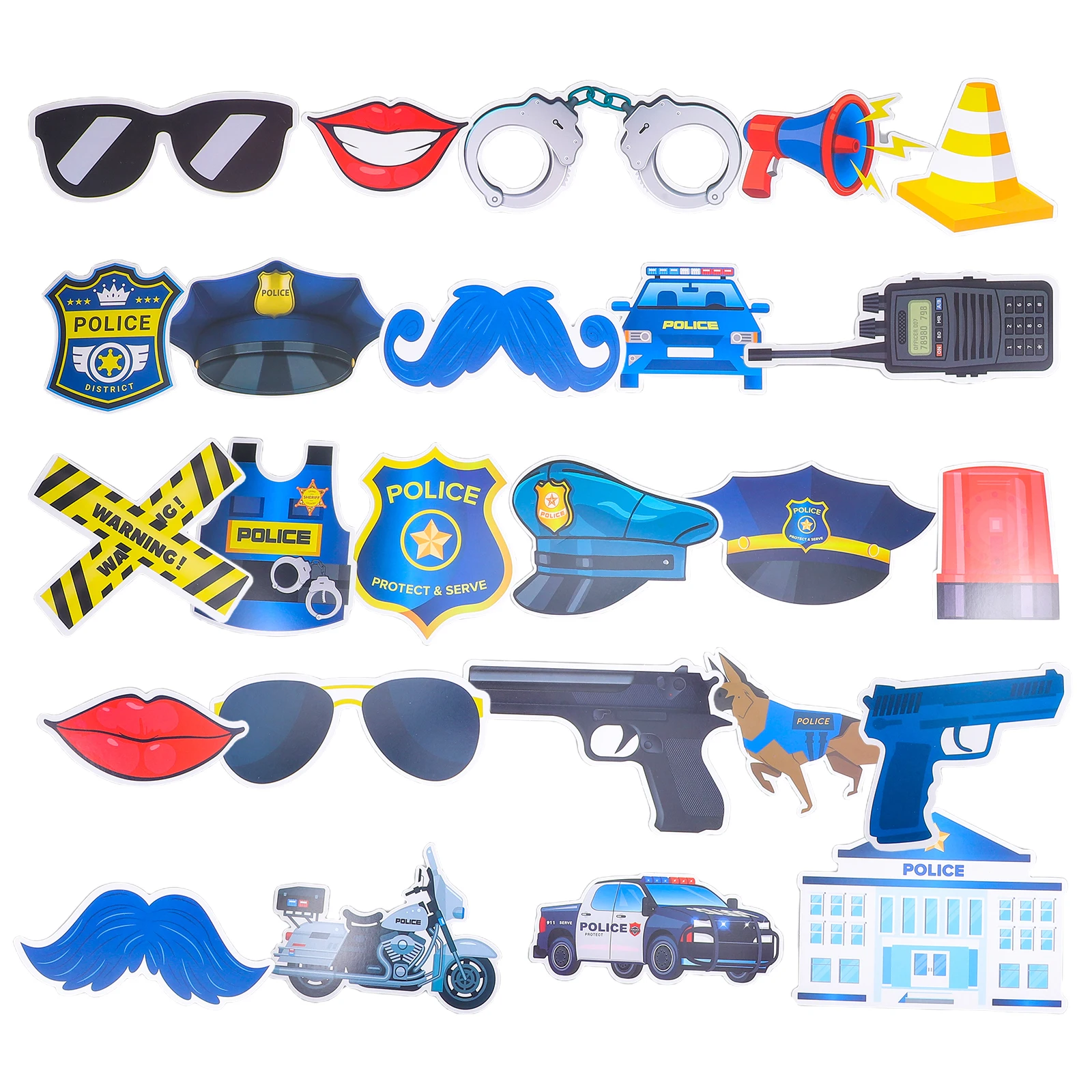 

25pcs Police Themed Party Decoration Handheld Photo Booth Props Birthday Decoration Carnival And Role-Playing Accessories