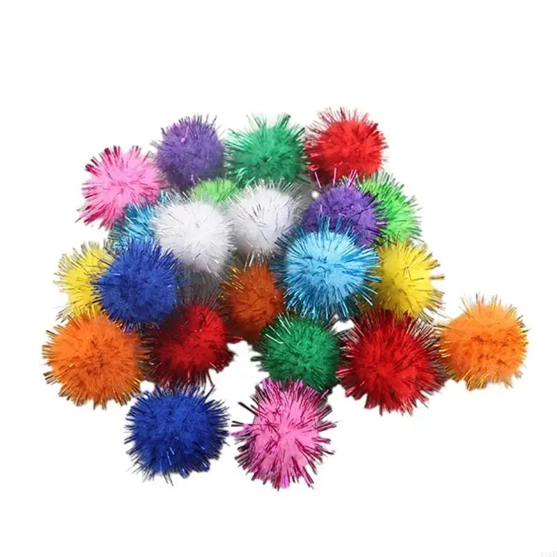 

100pcs Mini Tinsels Pompoms Patches DIY Gloves Scarves Backpack Supplies