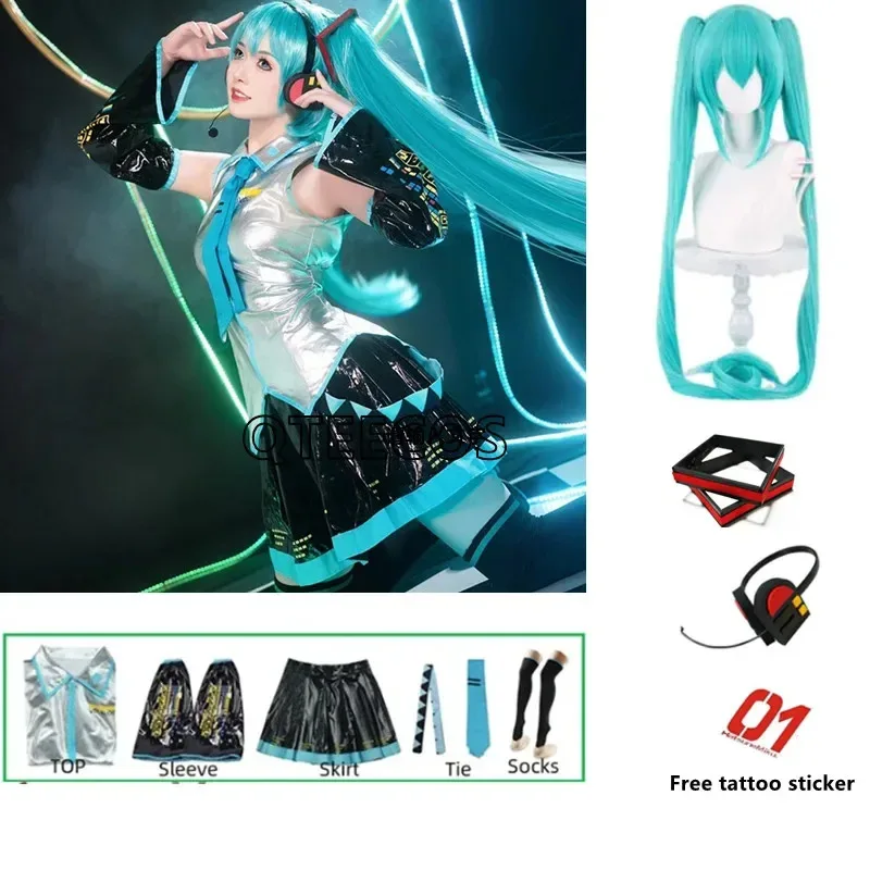 2026-新しいビラブルアニメボーカロイドミクコスプレ衣装-pu-レザーミディドレス女の子ハロウィンクリスマスパーティーフルセット付き-★-☆-❤-★-☆