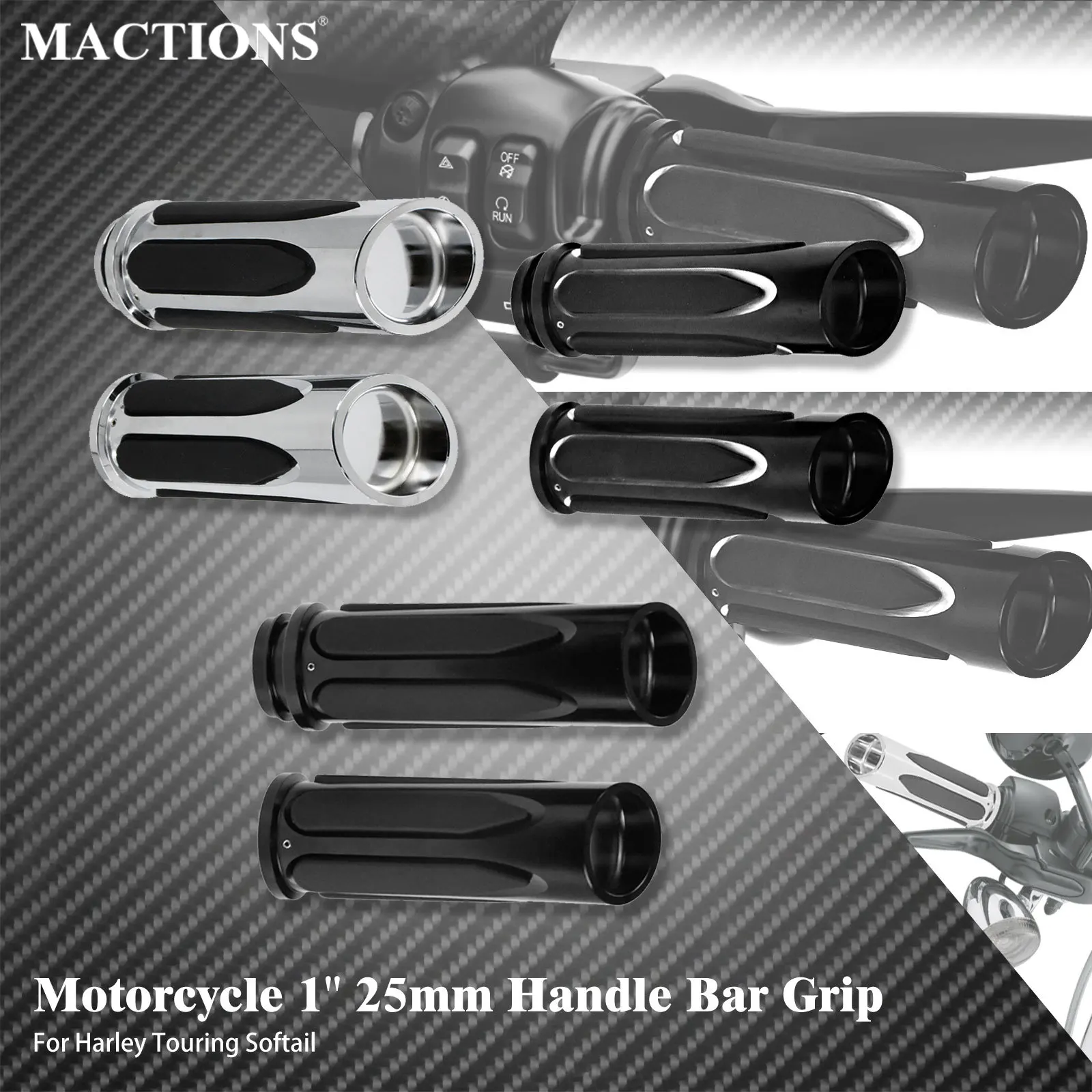 Motorcycle Electronic Hand Grips 1'' 25mm Handle Bar Touch Comfort Grip For Harley Touring Road King FLHR FLHTK  Softail FLSTF