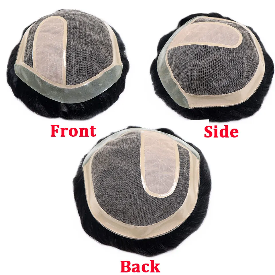 قاعدة الحرير PU مع شعر مستعار الدانتيل الذكور # 1B الرجال الشعر المستعار مستقيم ريمي الشعر البشري الرجال الشعرية الاصطناعية نظام الشعر 4 بوصة طول الشعر #4