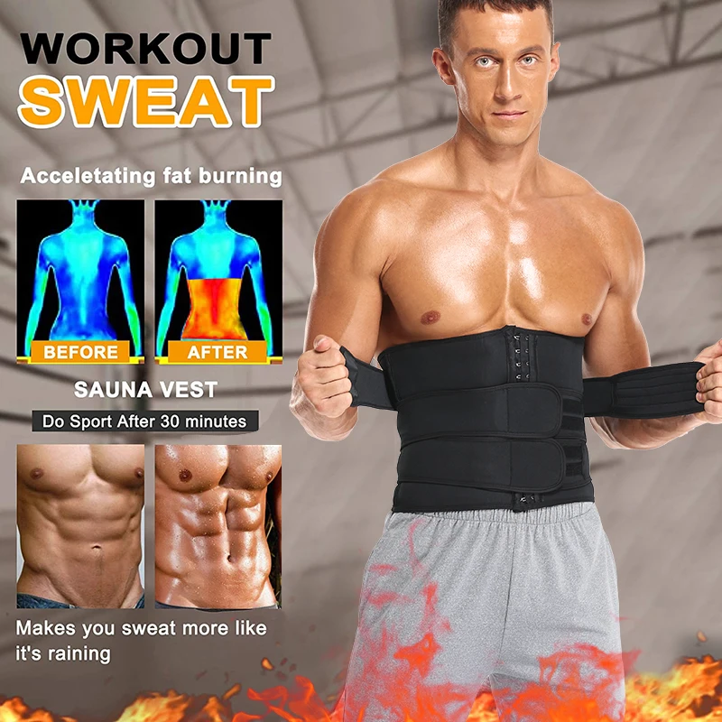 Men Waist Trainer Neoprene Sauna Slimming Belt Abdomen Body Shaper Corset for Weight Loss Sweat Fitness Belly Compression Strap