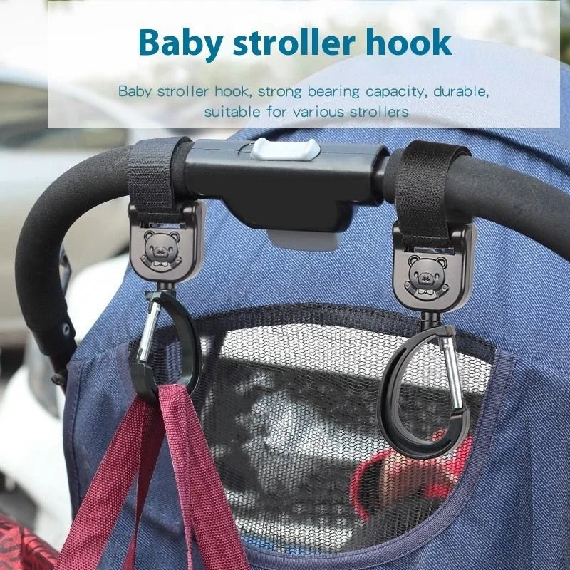 

Sturdy Baby Buggy Carabiner, Bear Design, 360 Degree Rotational Pram Clip, 1/2PCS Pushchair Hanging Hooks