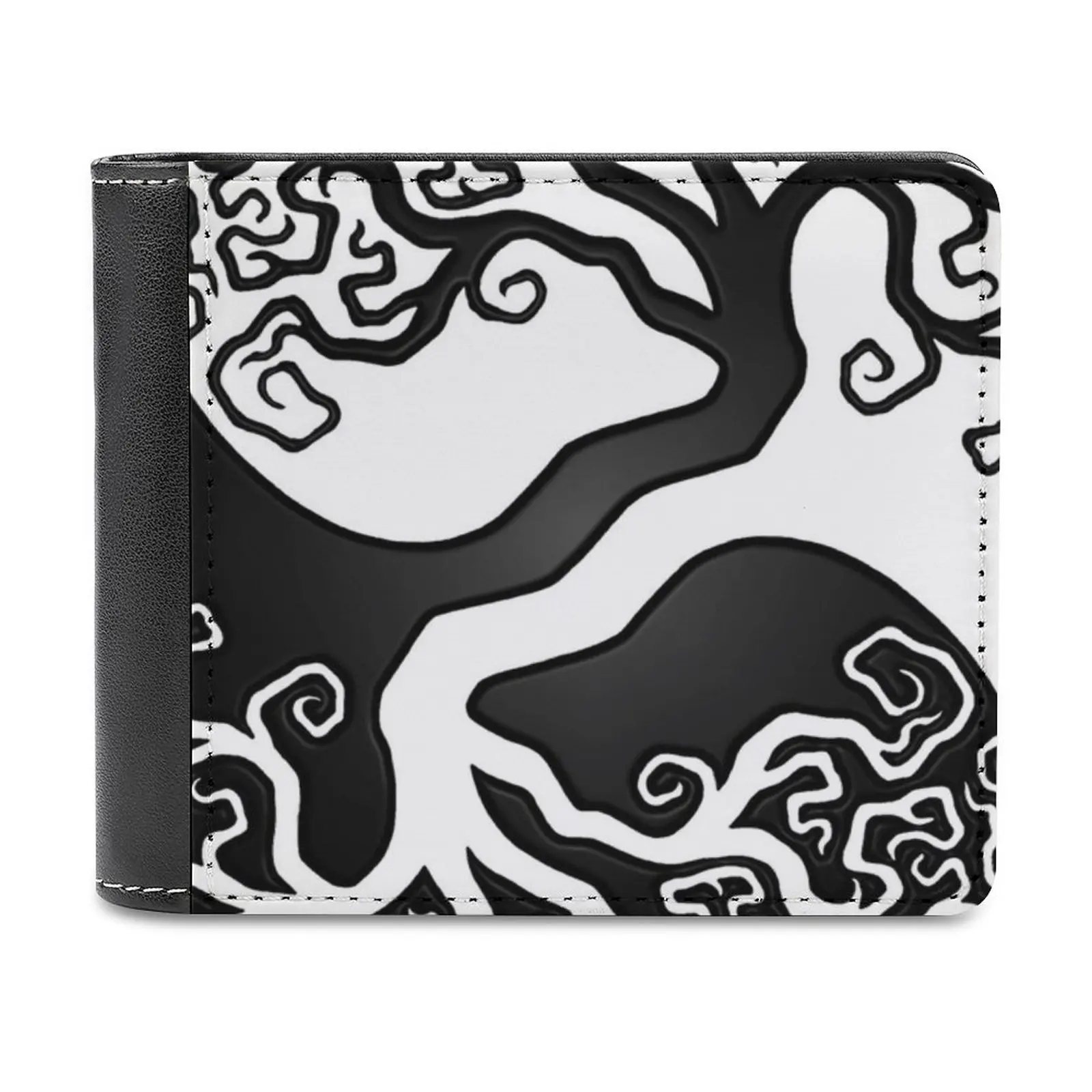 White And Black Tree Of Life Yin Yang New Men Wallets Pu Leather Men Purse High Quality Male Wallet Yin Yang Tree Yin Yang Tree