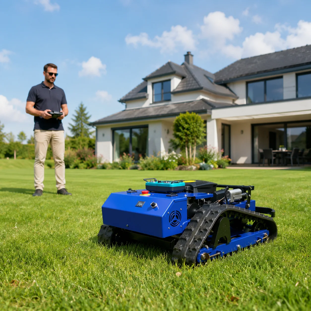 Custom Smart Crawler Lawn Mower Remote Control Tracked Grass Cutter All Terrain Robotic Mower for Hills & Rough Land