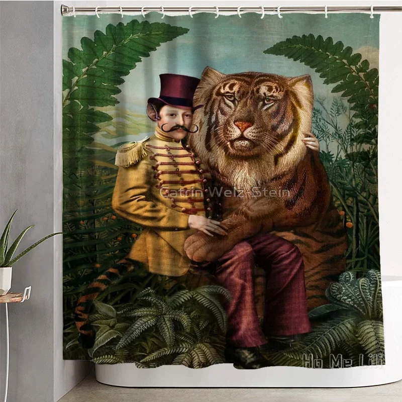 Human Beings And Animals The Captain And His Tiger Fantasize Wild In The Jungle By Ho Me Lili Shower Curtain With Hooks