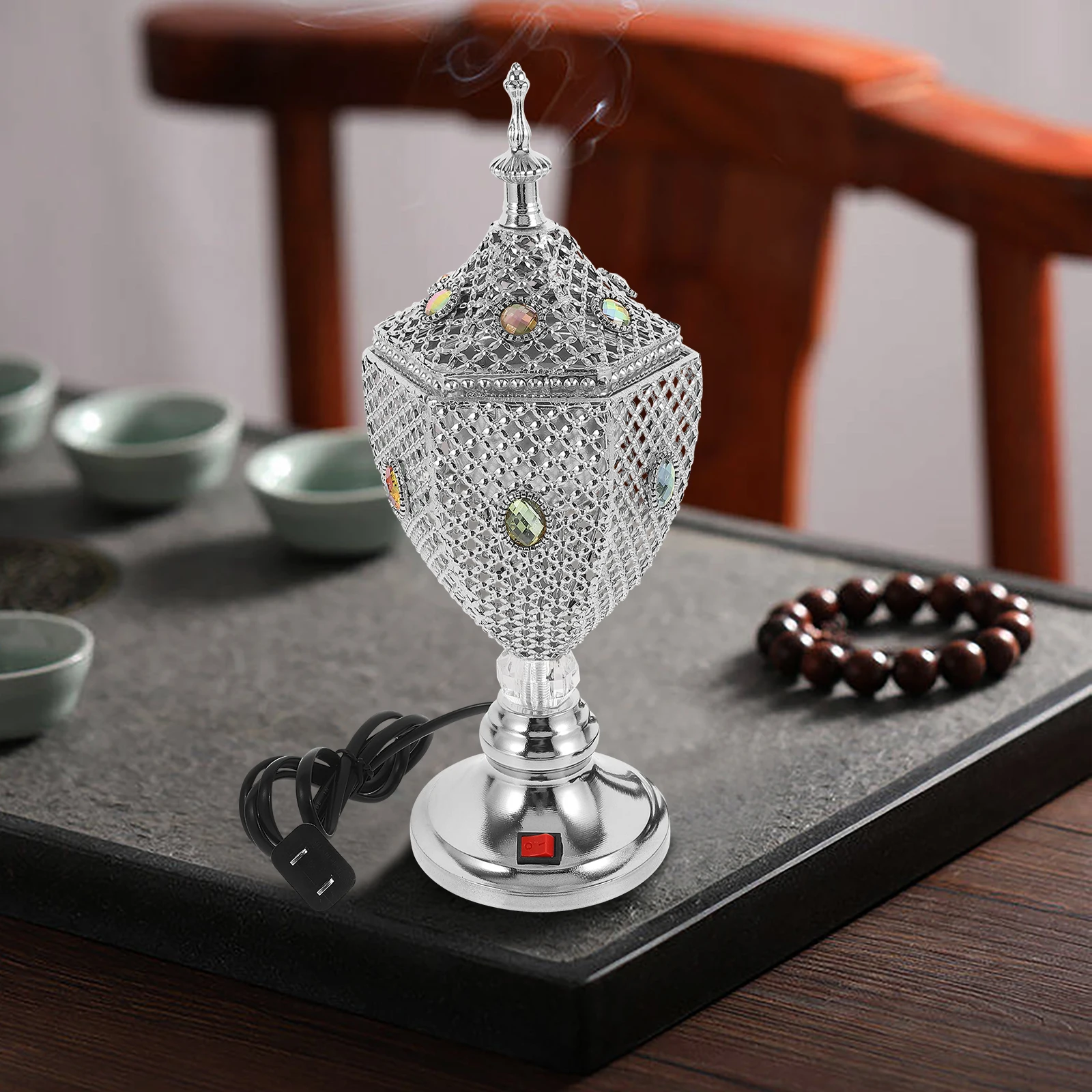 

Plug in Incense Burner Metal Censer Aroma Decorations Golden Holder Home Decor Study Bedroom Living Room Kitchen Yoga