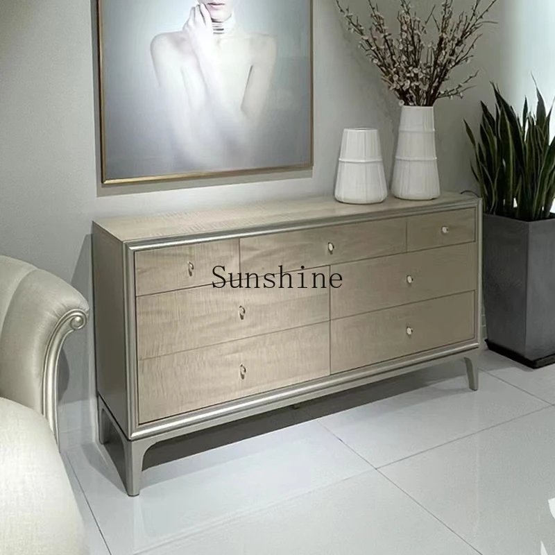 

Light luxury solid wood 7 buckets simple modern entrance foyer drawer storage bedroom storage cabinet