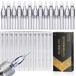 50PCS Sterilized Steel Tattoo Needles and 50PCS Grey Tattoo Tips Tattoo Machine Gun Nozzle Tips Permanent Makeup Tools