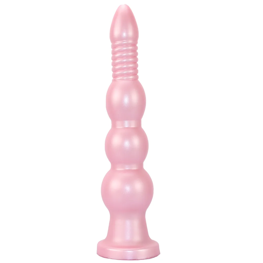 Huge Simulation Anal Plug Pink Pull Bead Dildo Soft Penis Sucker Female Masturbation Tool Butt Plug Prostate Massage Stimulator