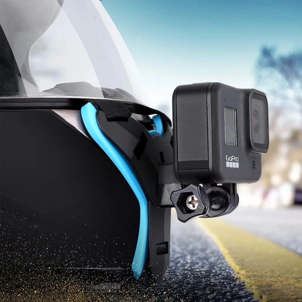 Helmet Strap Mount For Gopro Hero 12 11 10 9 8 7 6 5 4 Motorcycle Yi Action Sports Camera Mount Full Face Holder Accessories