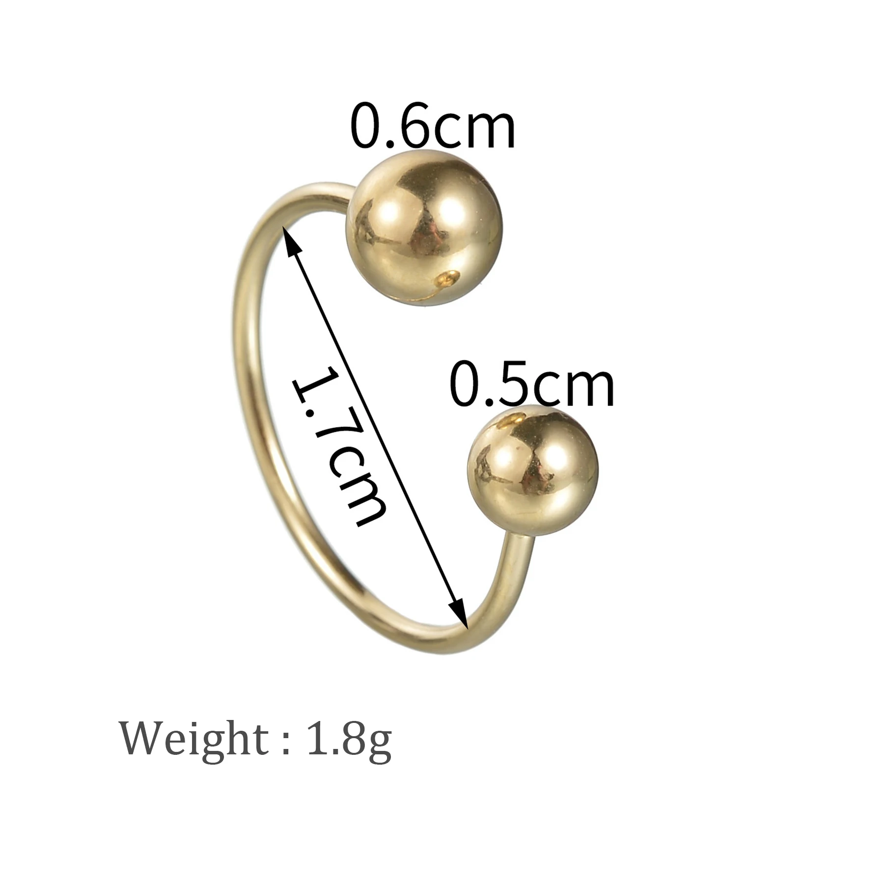 Adjustable Stainless Steel Double Ball Ring for Women Gold Color Minimalist Open Dating Rings Punk Geometric Trendy Jewelry Gift