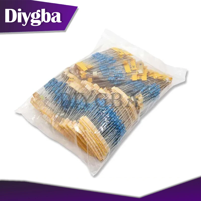 1100PCS/Set 1/2W 1M Metal Film Resistor Assorted Kit 1R/2.2R/3.3R/4.7R/100R/100K/470K/10M/1M/2M Ohms Metal Film Resistors 