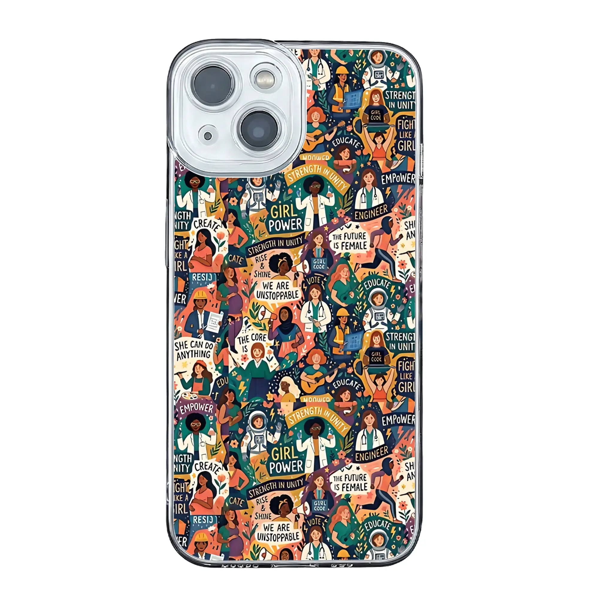 Coque de téléphone Tapisserie « Force Féministe dans l'Unité Le Futur Est Féminin » pour iPhone 17 16 15 14 13 12 11 Pro Max