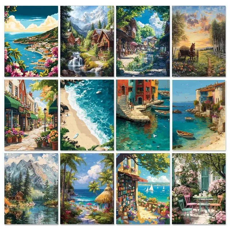 

GATYZTORY Oil Painting By Number Beach Landscape Home Decor Modern Picture By Number Drawing On Canvas HandPainted DIY Gift